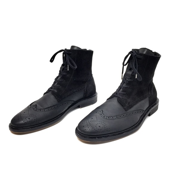 black wingtip boots